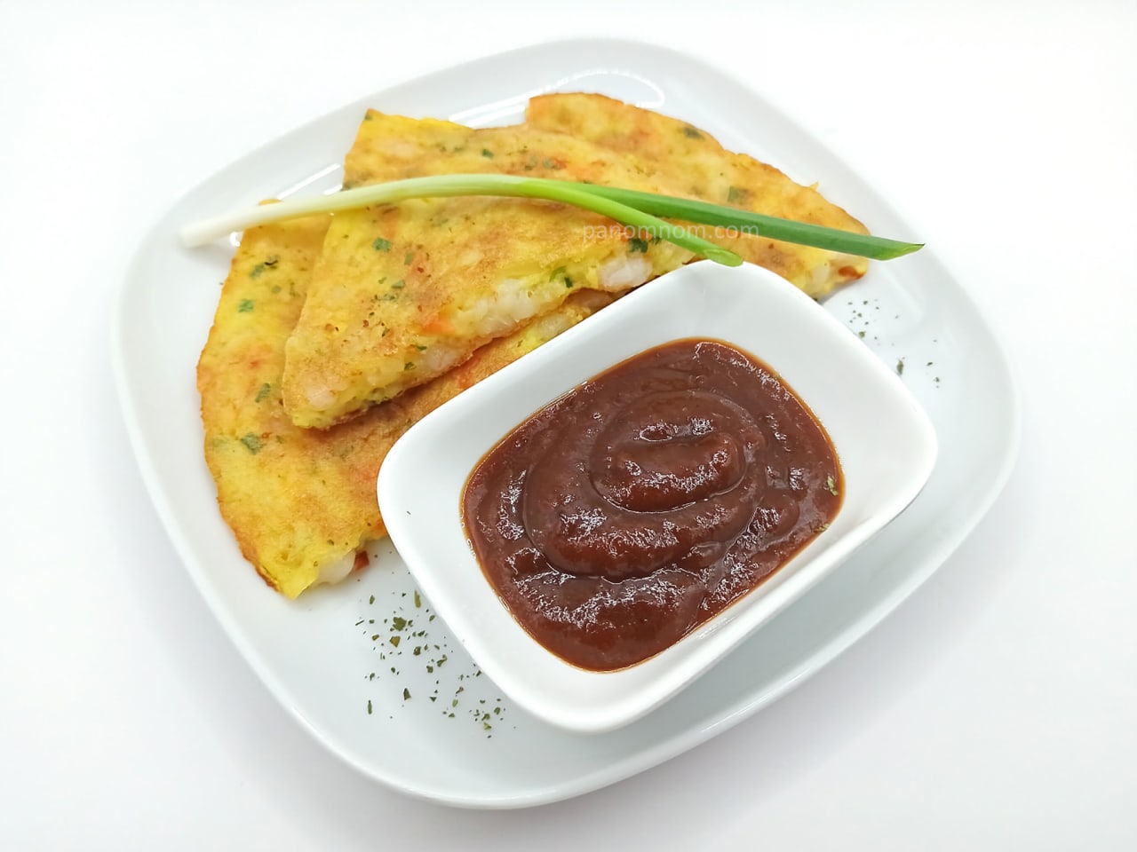 Quick Shrimp Omelette with BBQ Sauce Recipe